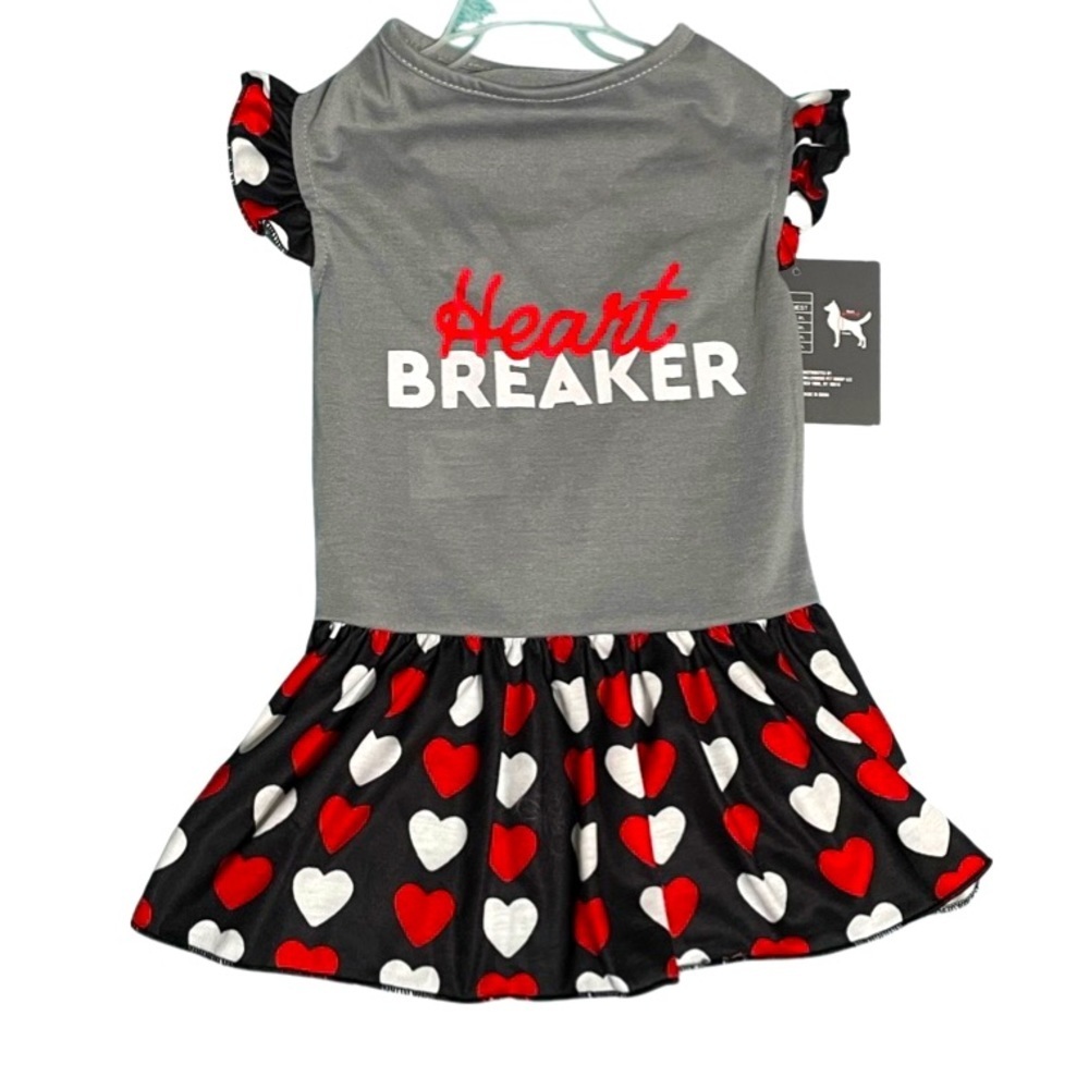 Heartbreaker heart print ruffled pet dress NWT